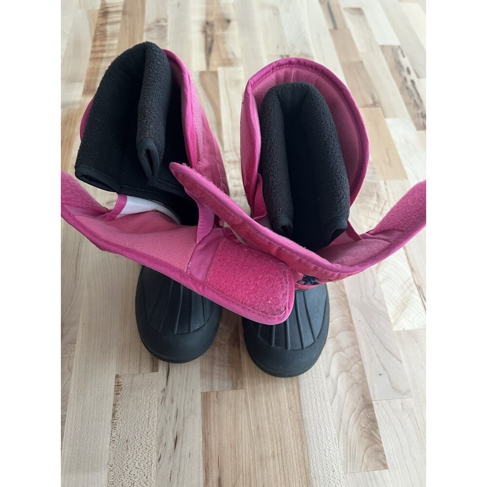 Polo Ralph Lauren Girl's Snow Boots Rubber Fleece Lined Crest Logo Pink Size 1 - Picture 6 of 8